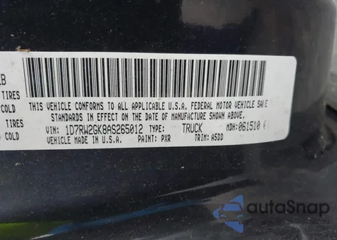 2010 Dodge Dakota St z USA, uszkodzony, nr VIN 1D7RW2GK8AS265012